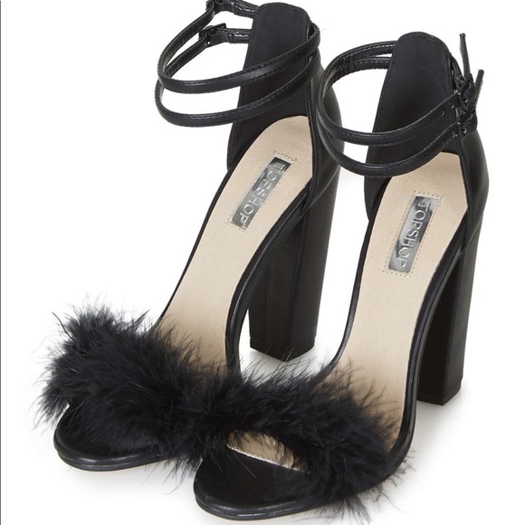 faux fur sandal heels